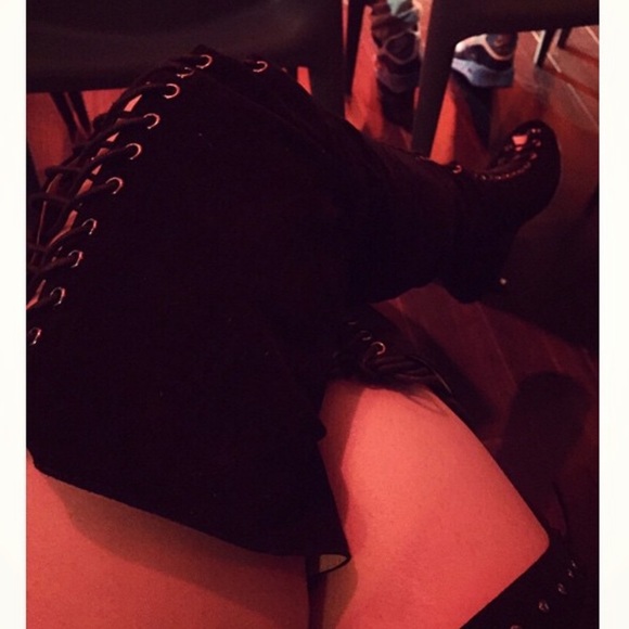 Thigh high lace up boots real leather lining - Picture 3 of 4